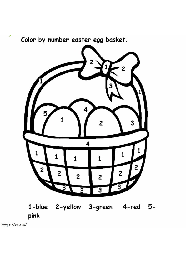 Cesta de ovos de Páscoa colorida por número para colorir