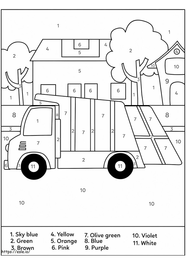 Dumb Truck Color By Number coloring page