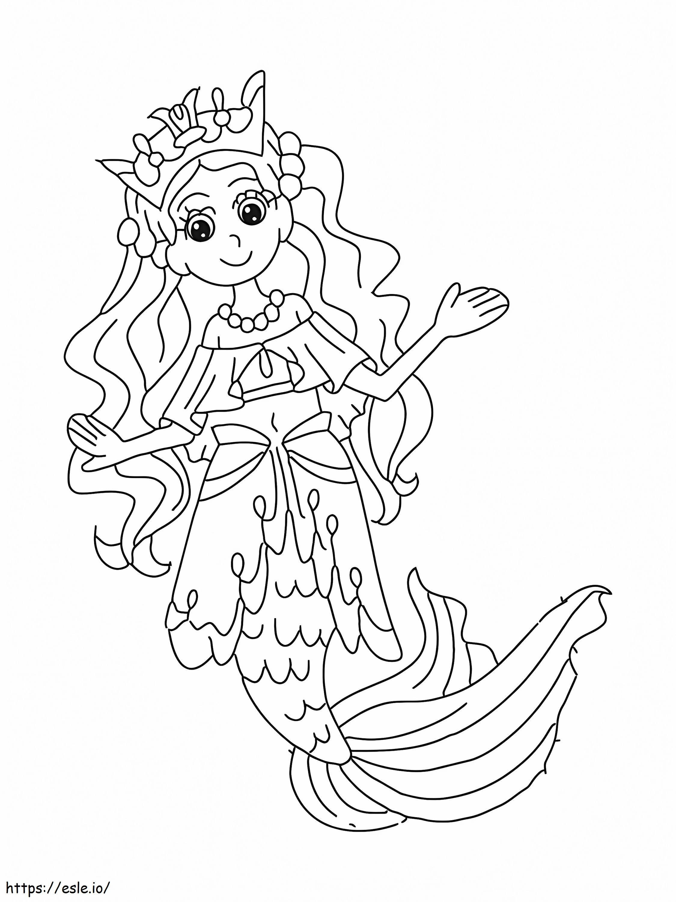 Coloriage Reine de beauté sirène à imprimer dessin