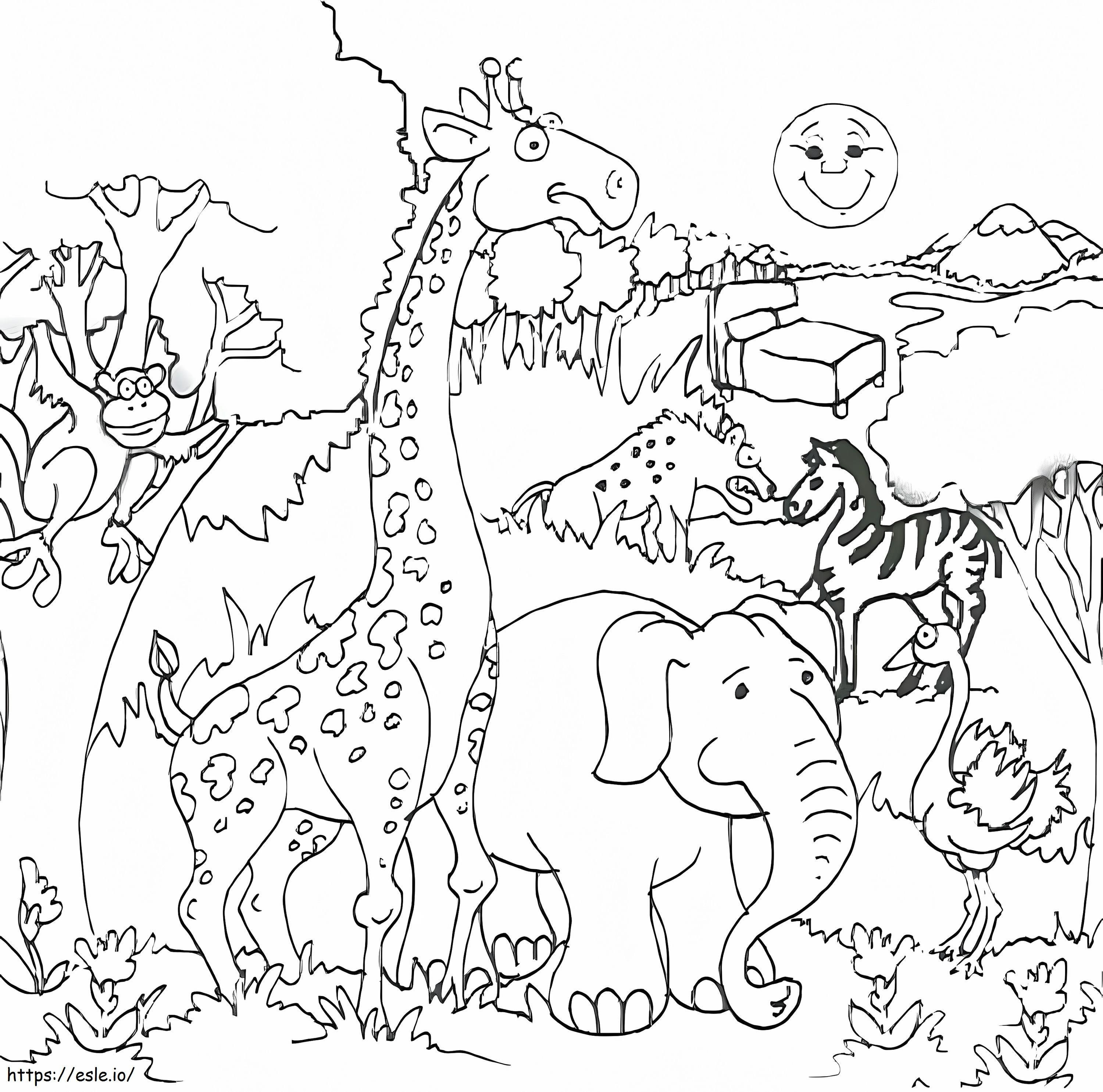 Funny Jungle coloring page