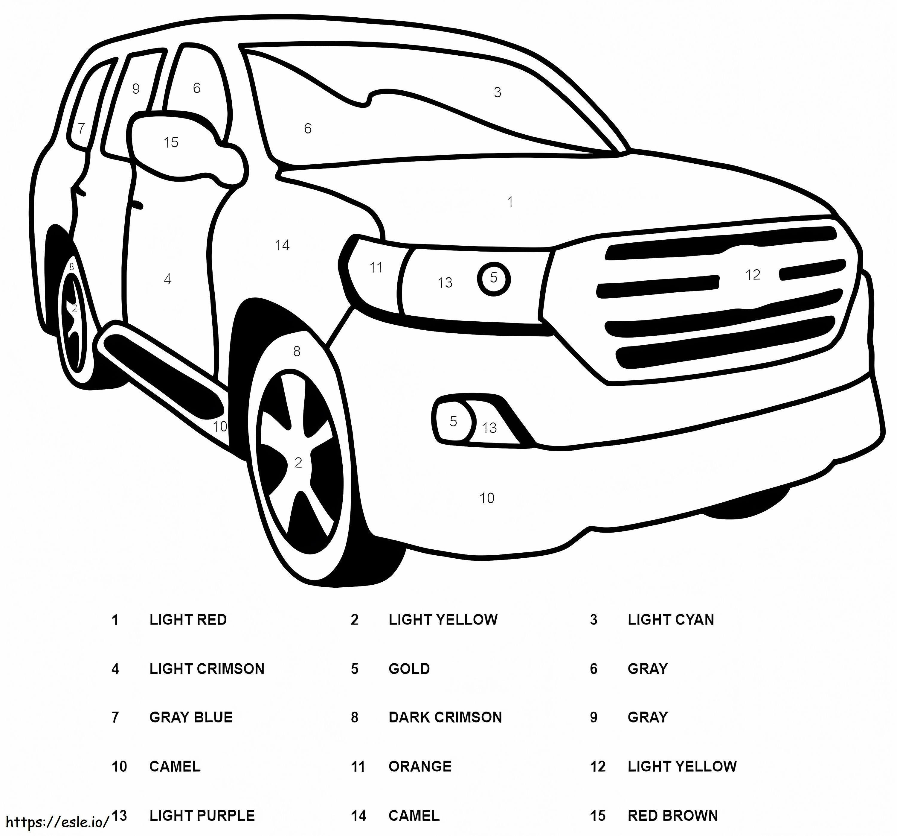 Toyota Car Color By Number coloring page