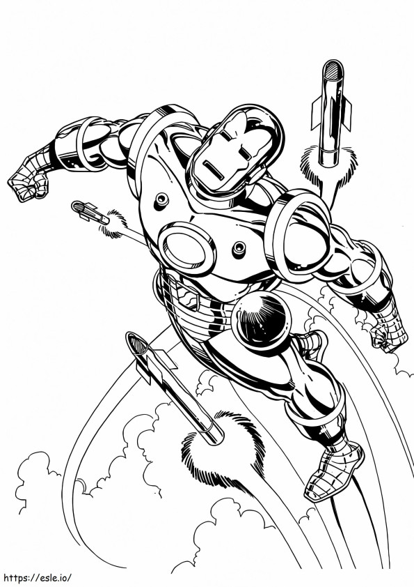 Coloriage Iron Man et missile à imprimer dessin