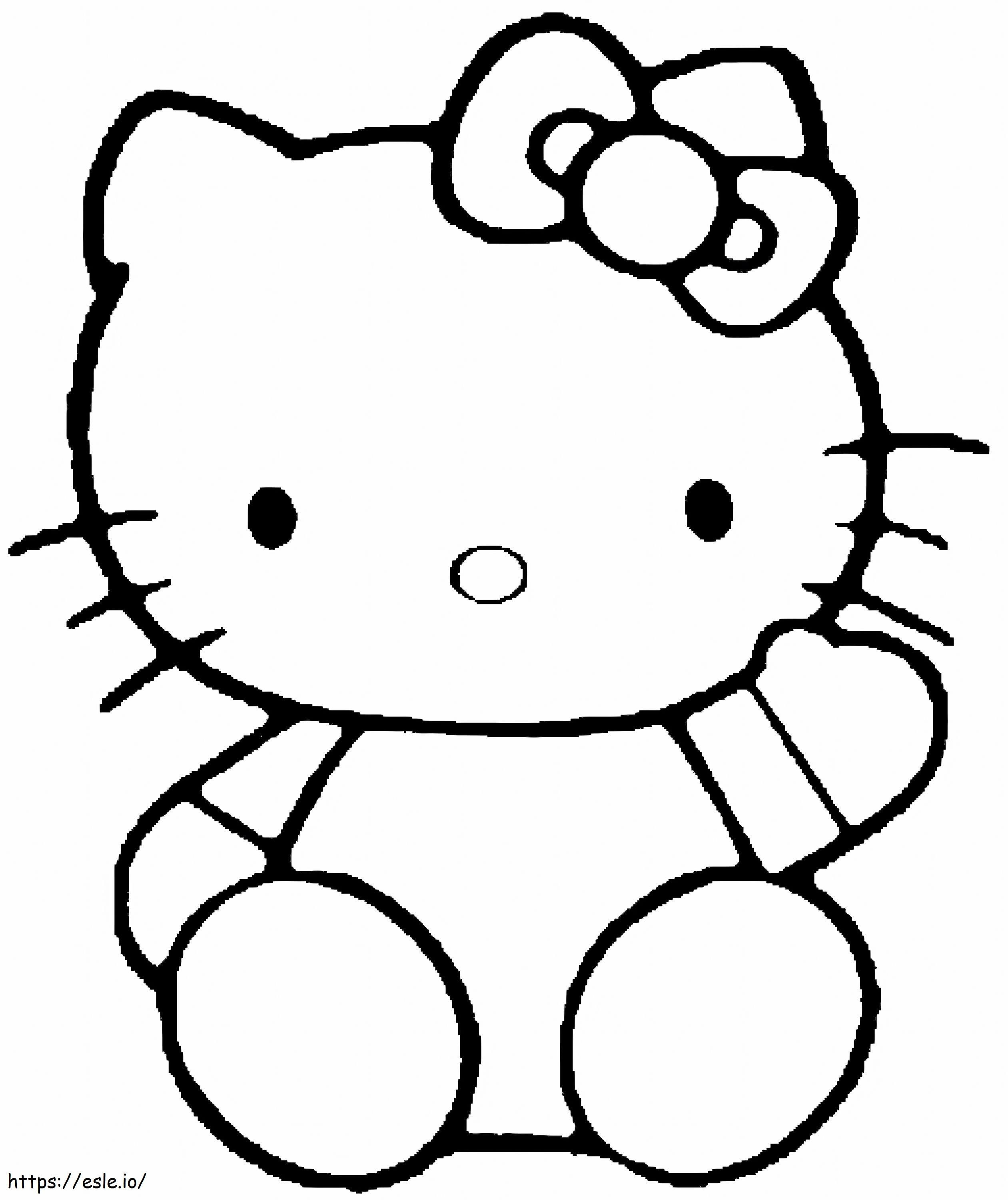 Coloriage Facile Hello Kitty assis à l'échelle à imprimer dessin