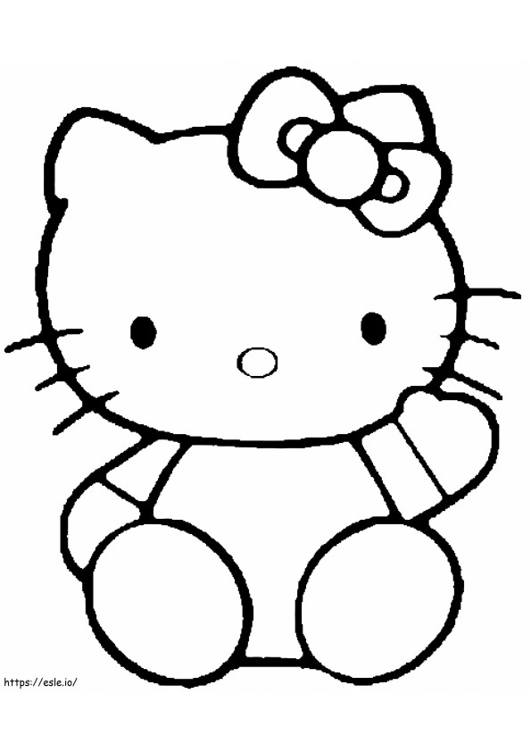 Fácil Hello Kitty sentado em escala para colorir
