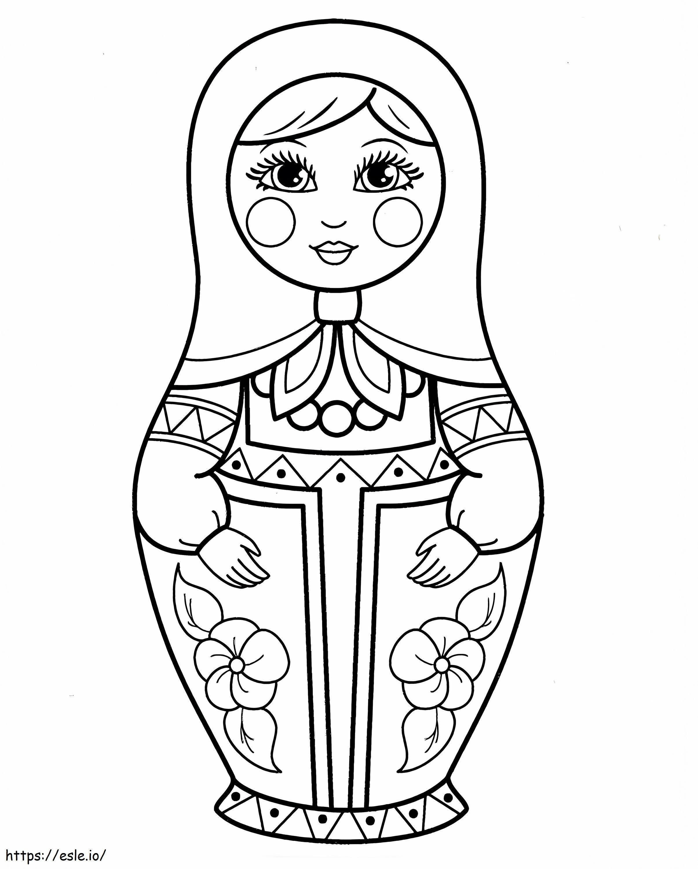 Coloriage Jolie poupée Matriochka à imprimer dessin