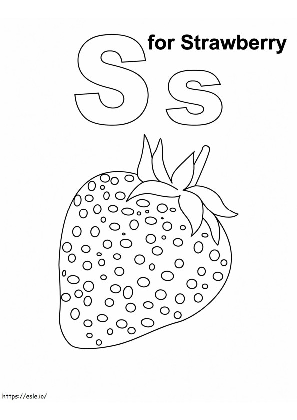 Coloriage Lettre S pour fraise à imprimer dessin