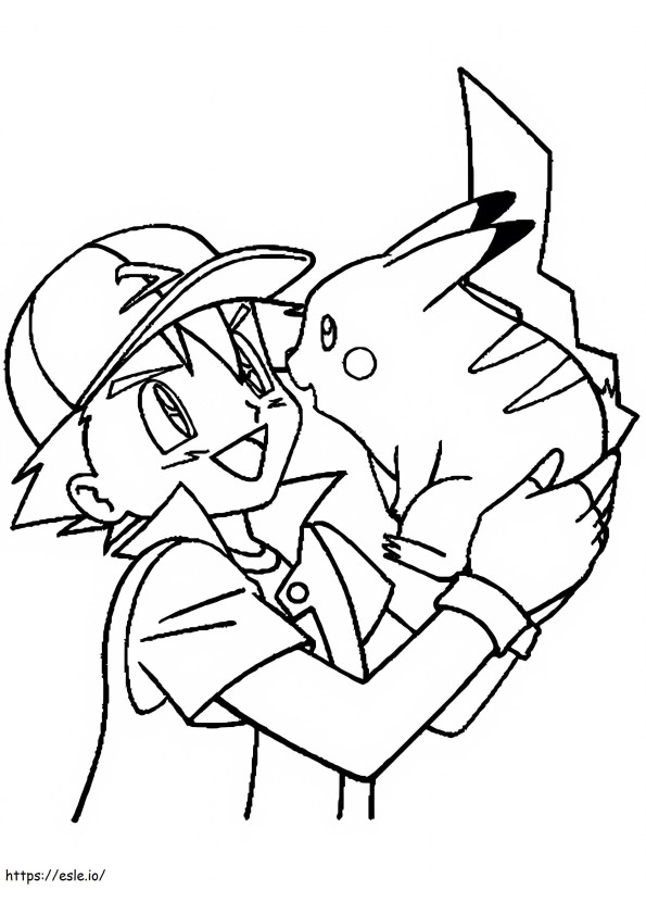 Ash Ketchum With Pikachu coloring page