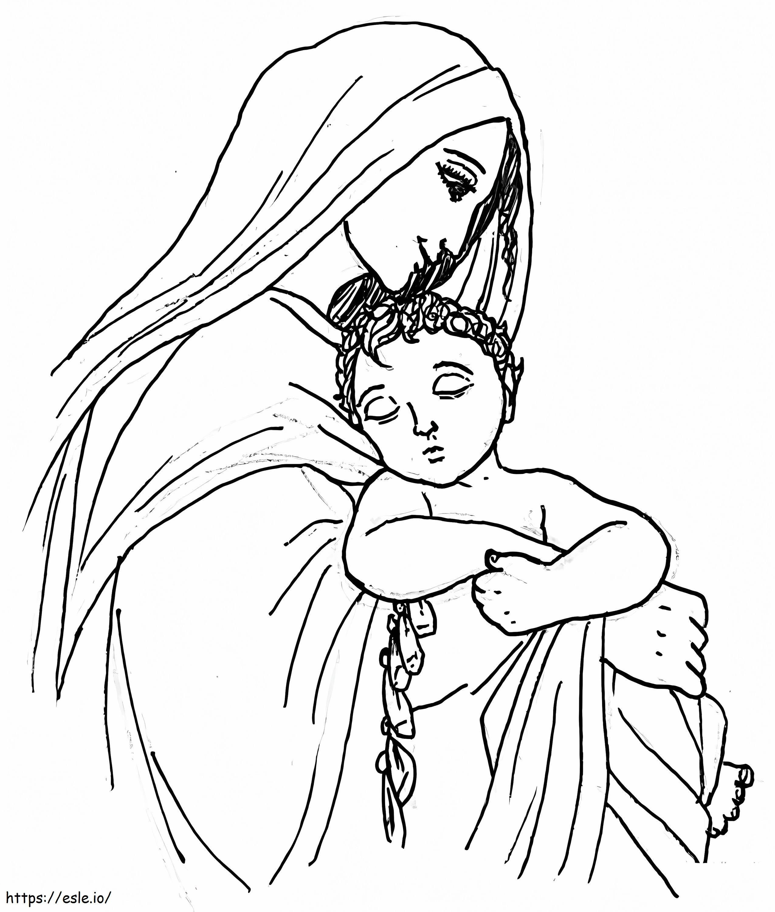 Meryem ve Bebek İsa 1 boyama
