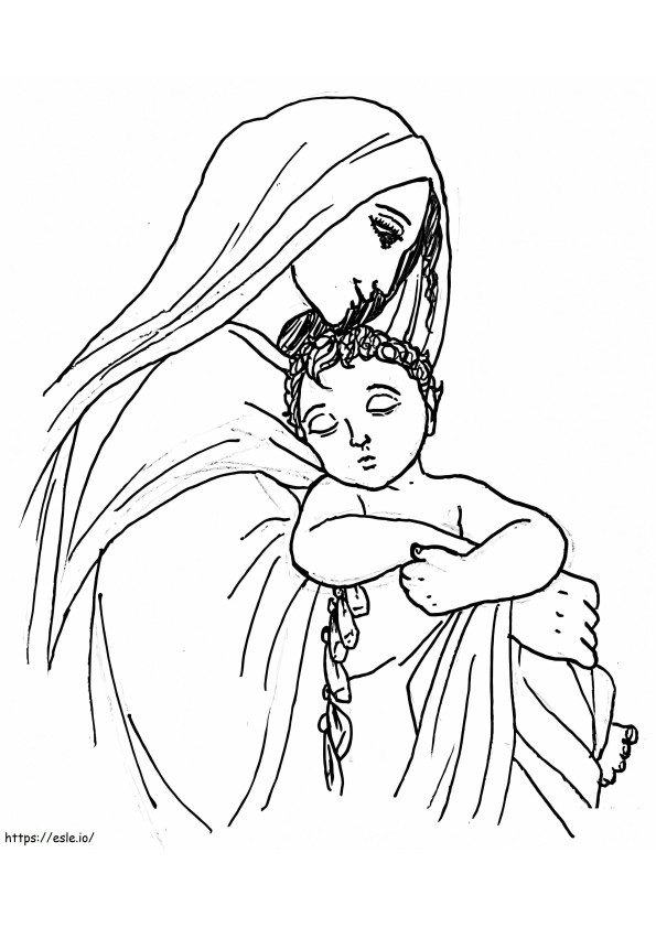 Maria dan Bayi Yesus 1 Gambar Mewarnai
