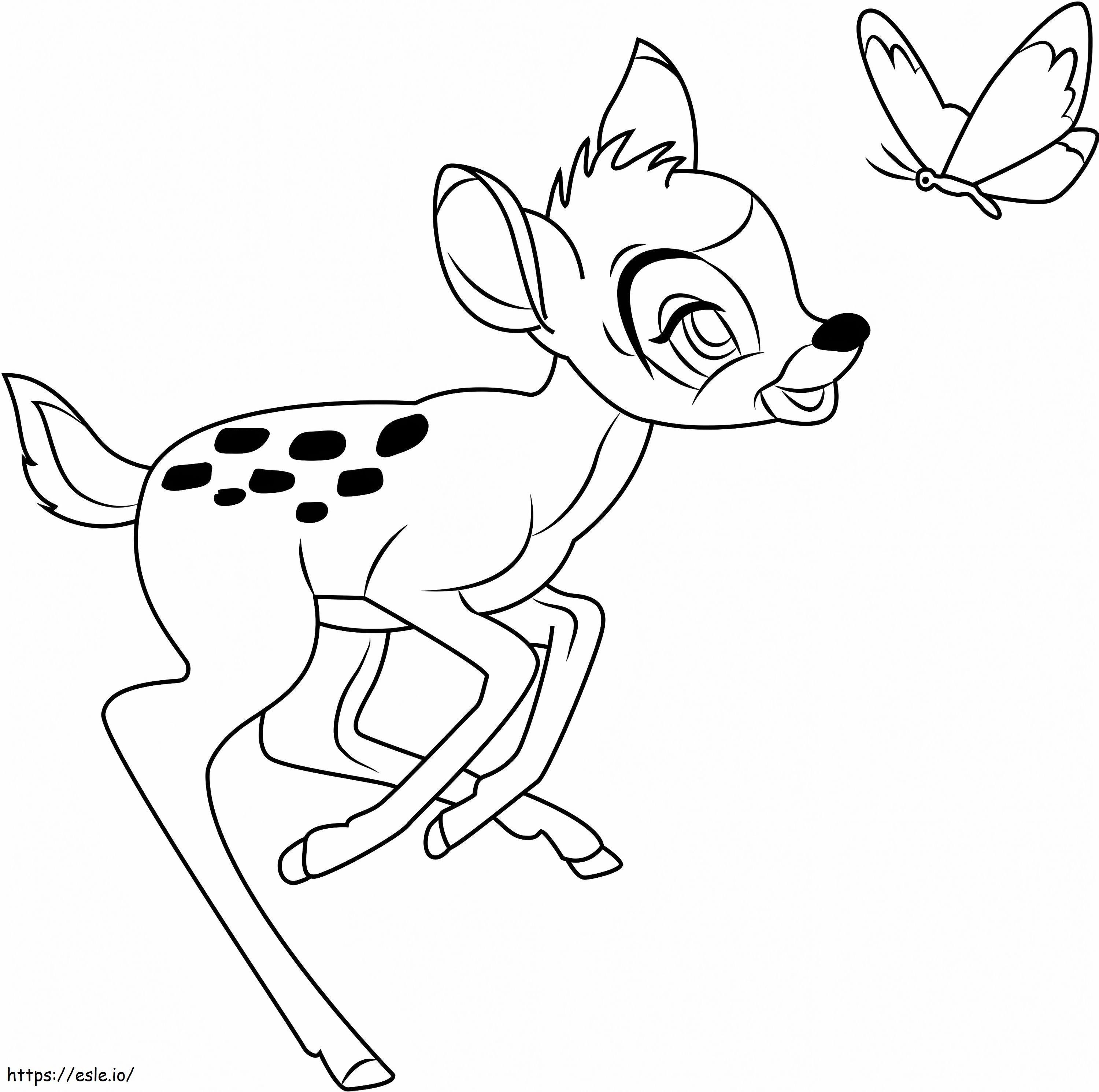 1531534337 Bambi Playing With Butterfly A4 coloring page