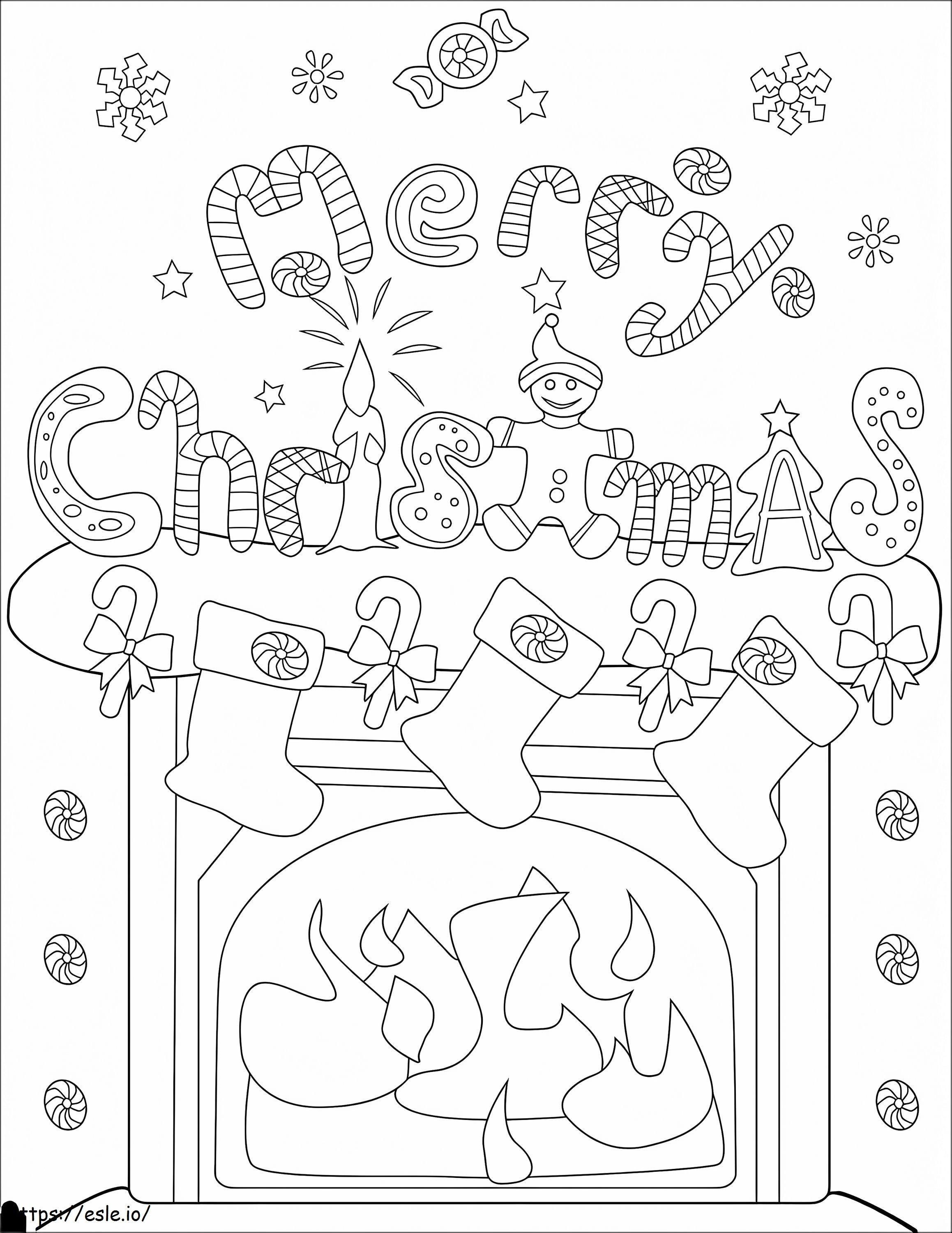 Christmas Fireplace Decorations coloring page