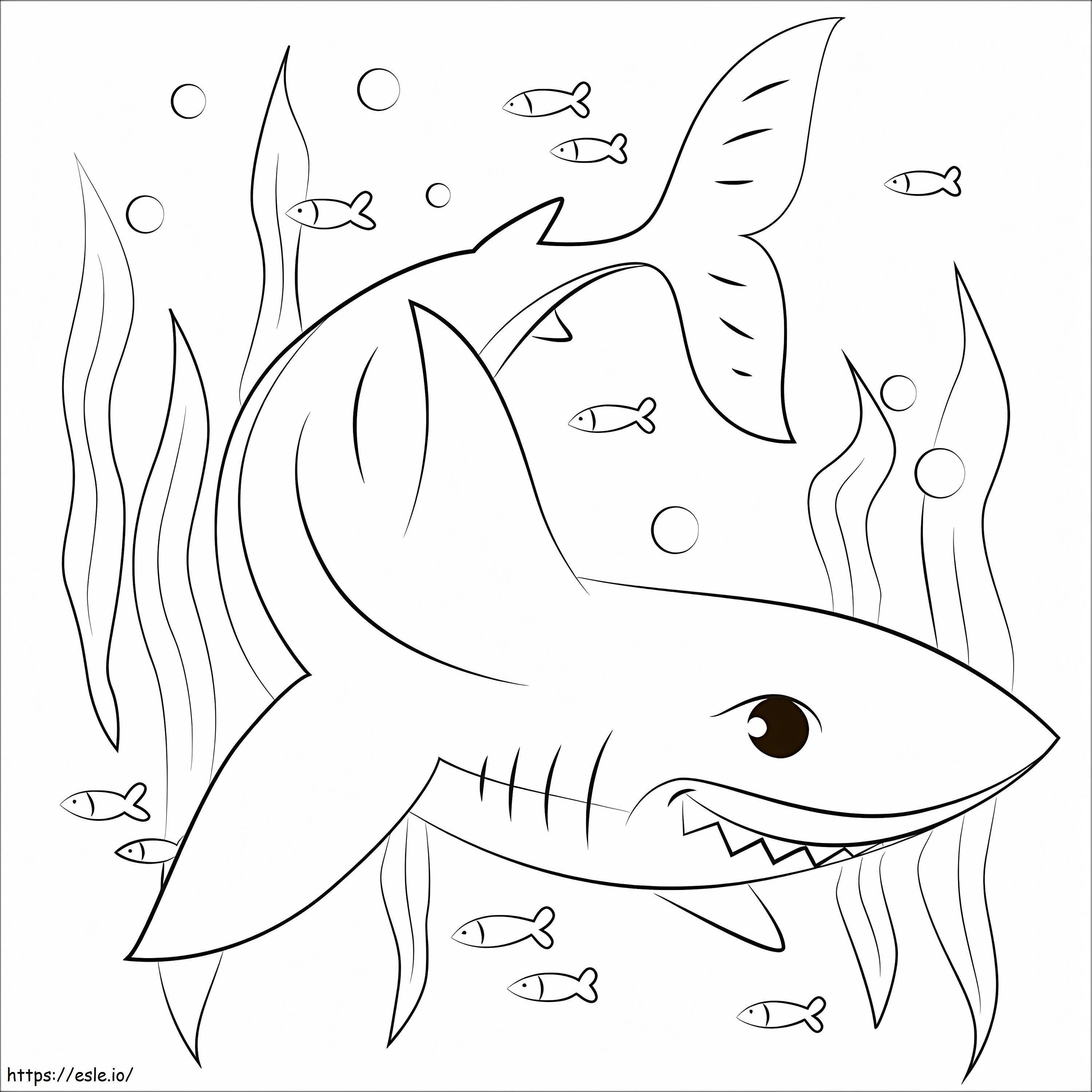 Onnellinen Shark värityskuva