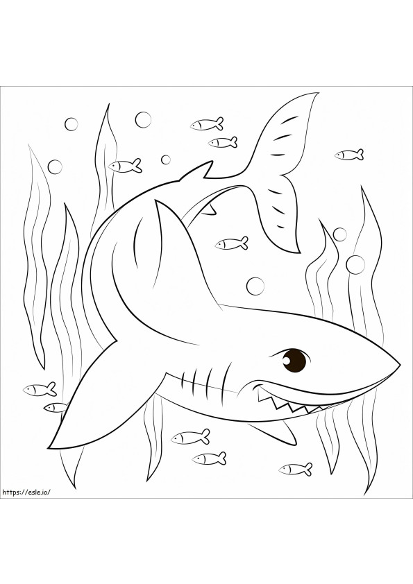 Tubarão feliz para colorir