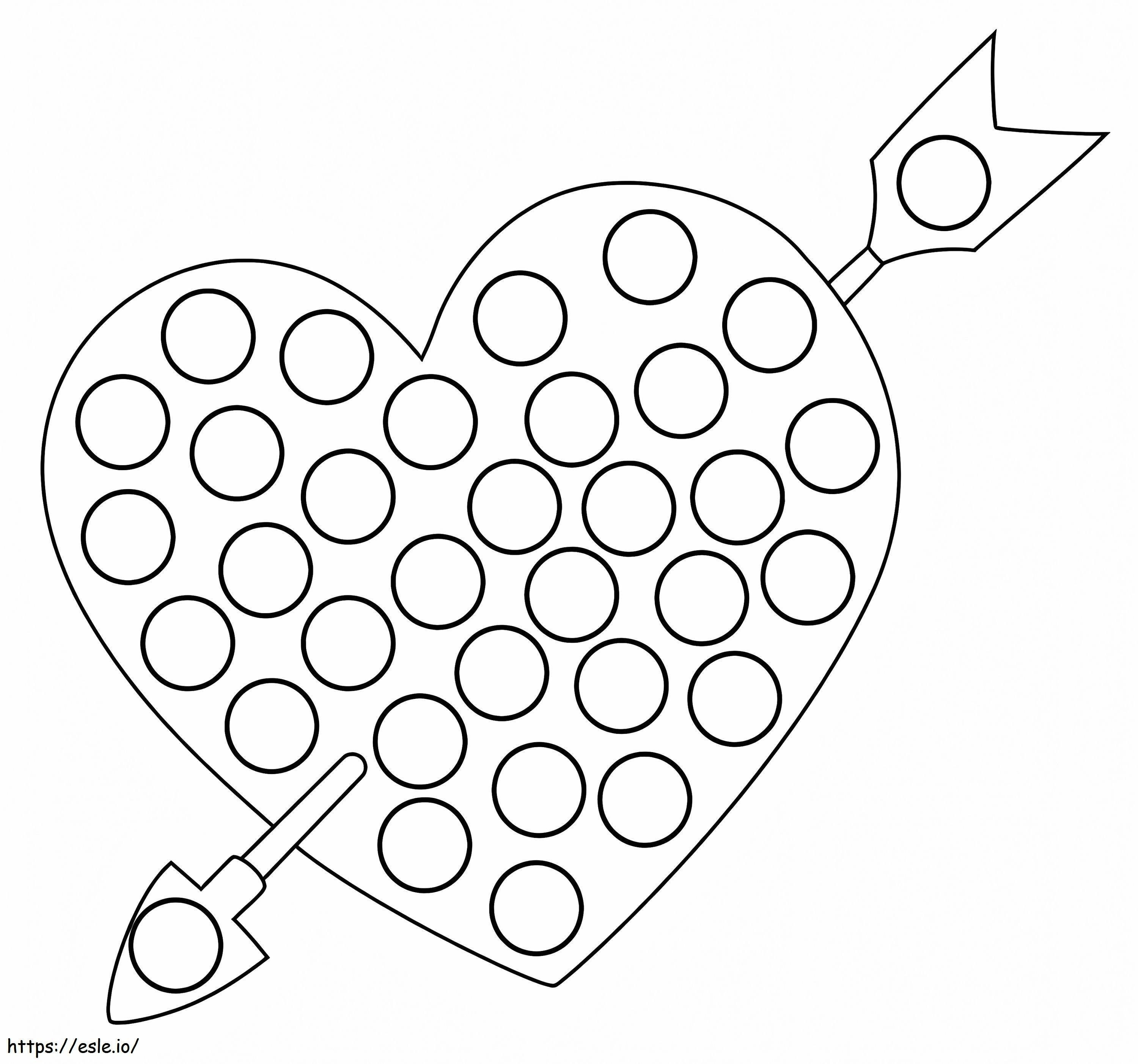 Marcador de puntos de corazón de San Valentín para colorear