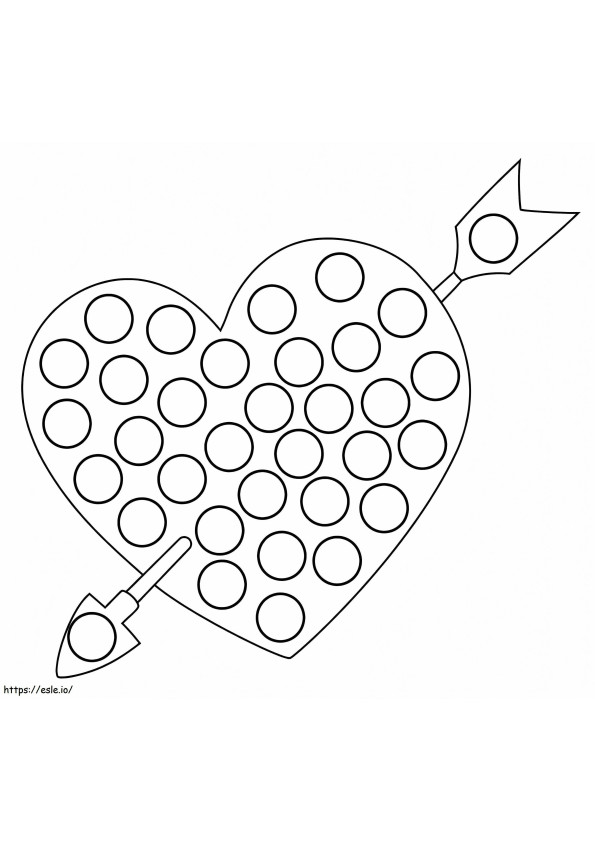 Coloriage Marqueur à pois en forme de cœur pour la Saint-Valentin à imprimer dessin