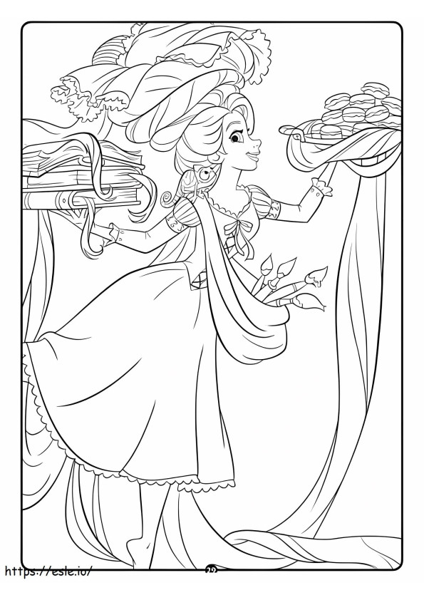 Rapunzel Memegang Makanan Dan Buku Gambar Mewarnai