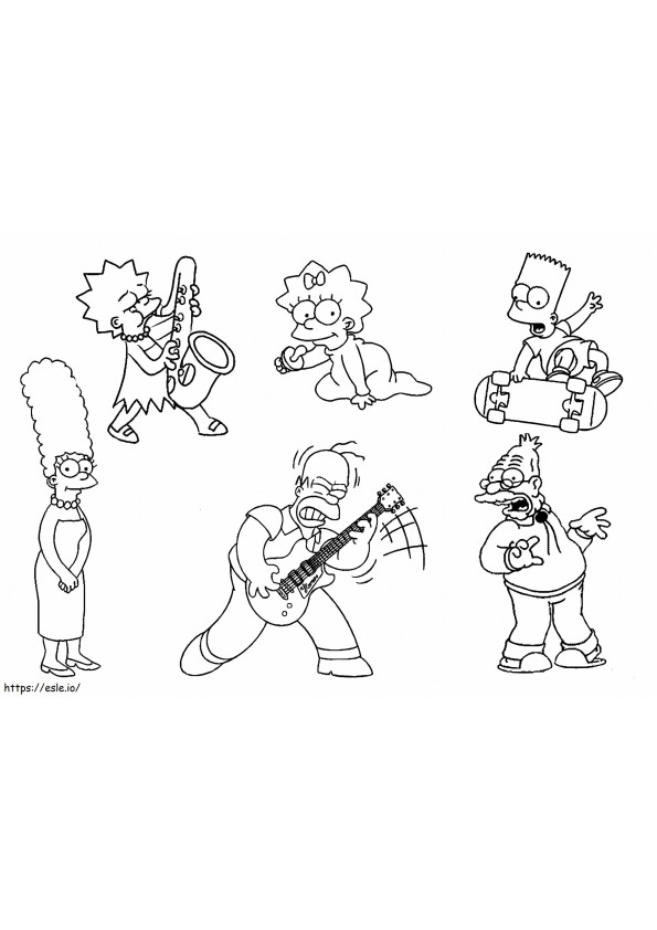 Homero Simpson y familia para colorear