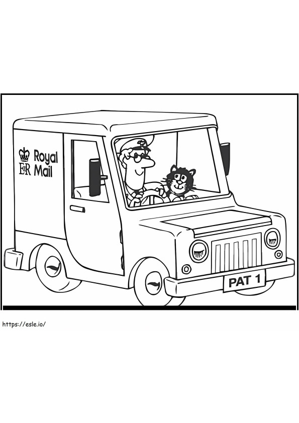 Postman In Car coloring page
