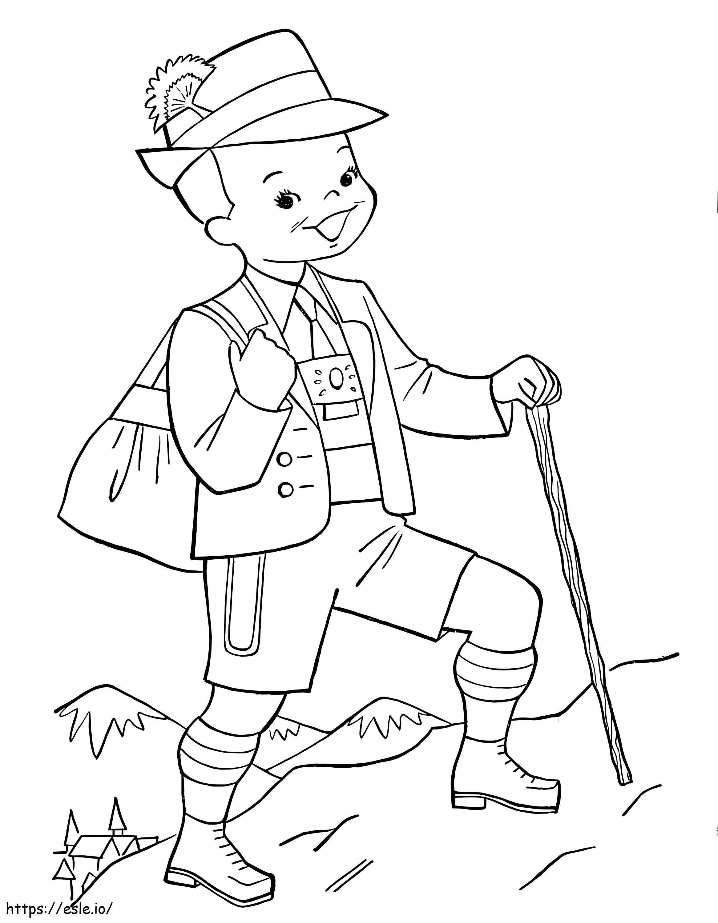 Happy Austrian Boy coloring page
