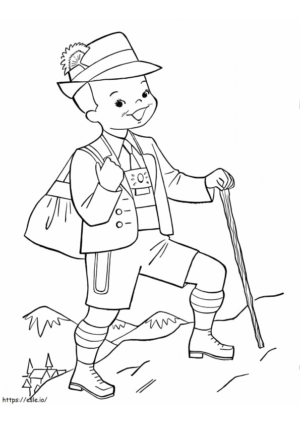 Happy Austrian Boy coloring page