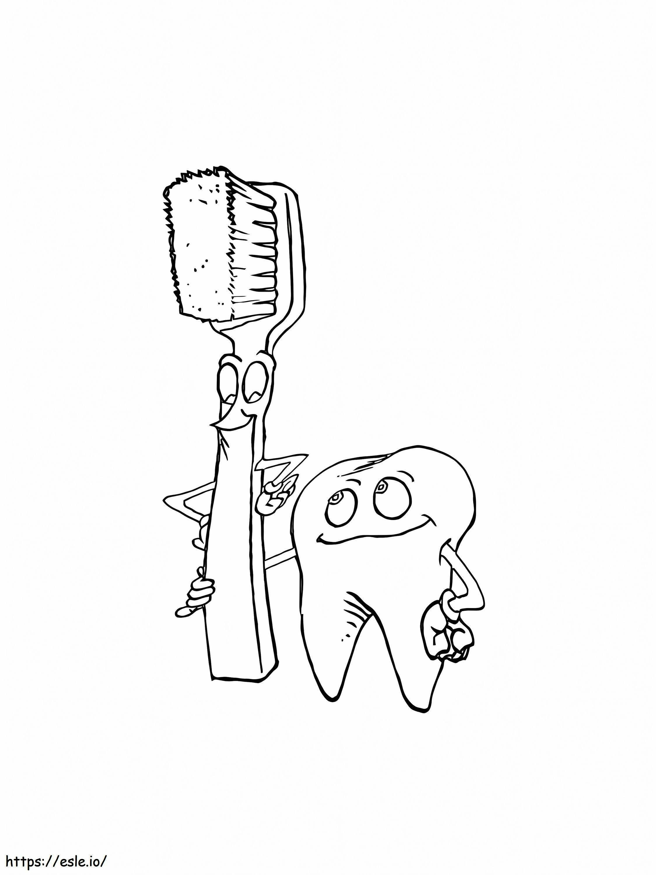 歯と歯ブラシ ぬりえ - 塗り絵