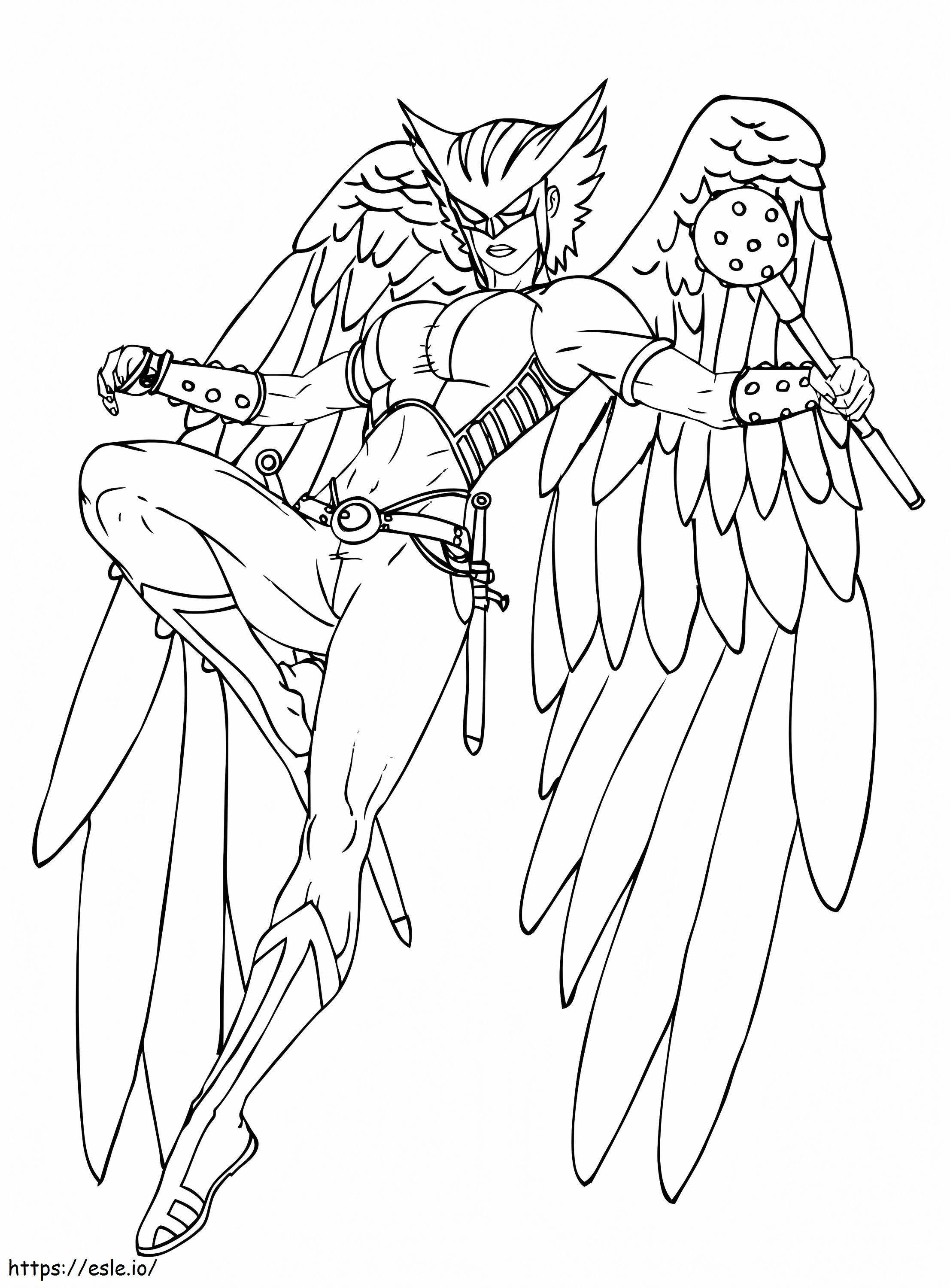 Stunning Hawkgirl coloring page