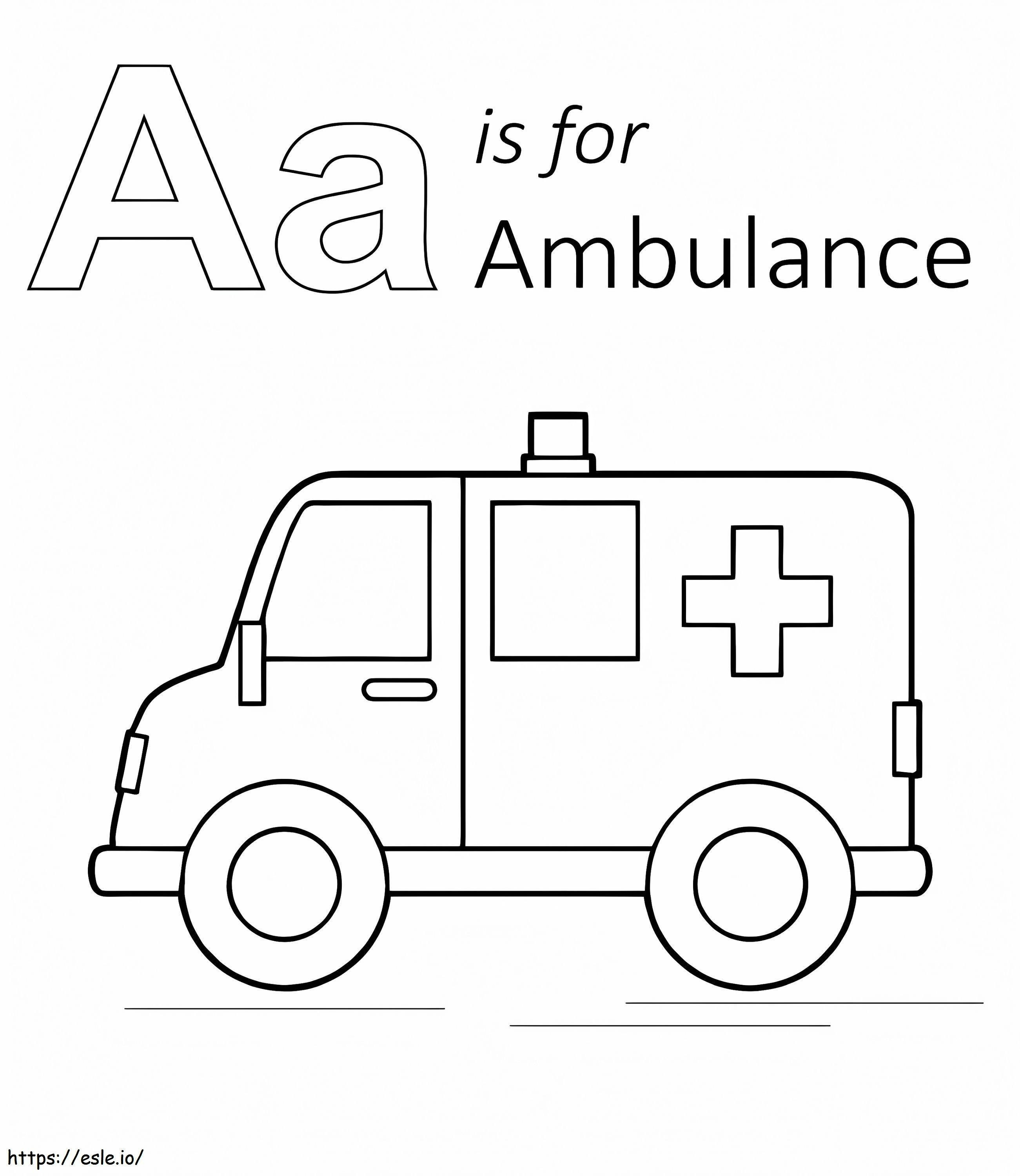 Coloriage A est pour ambulance à imprimer dessin