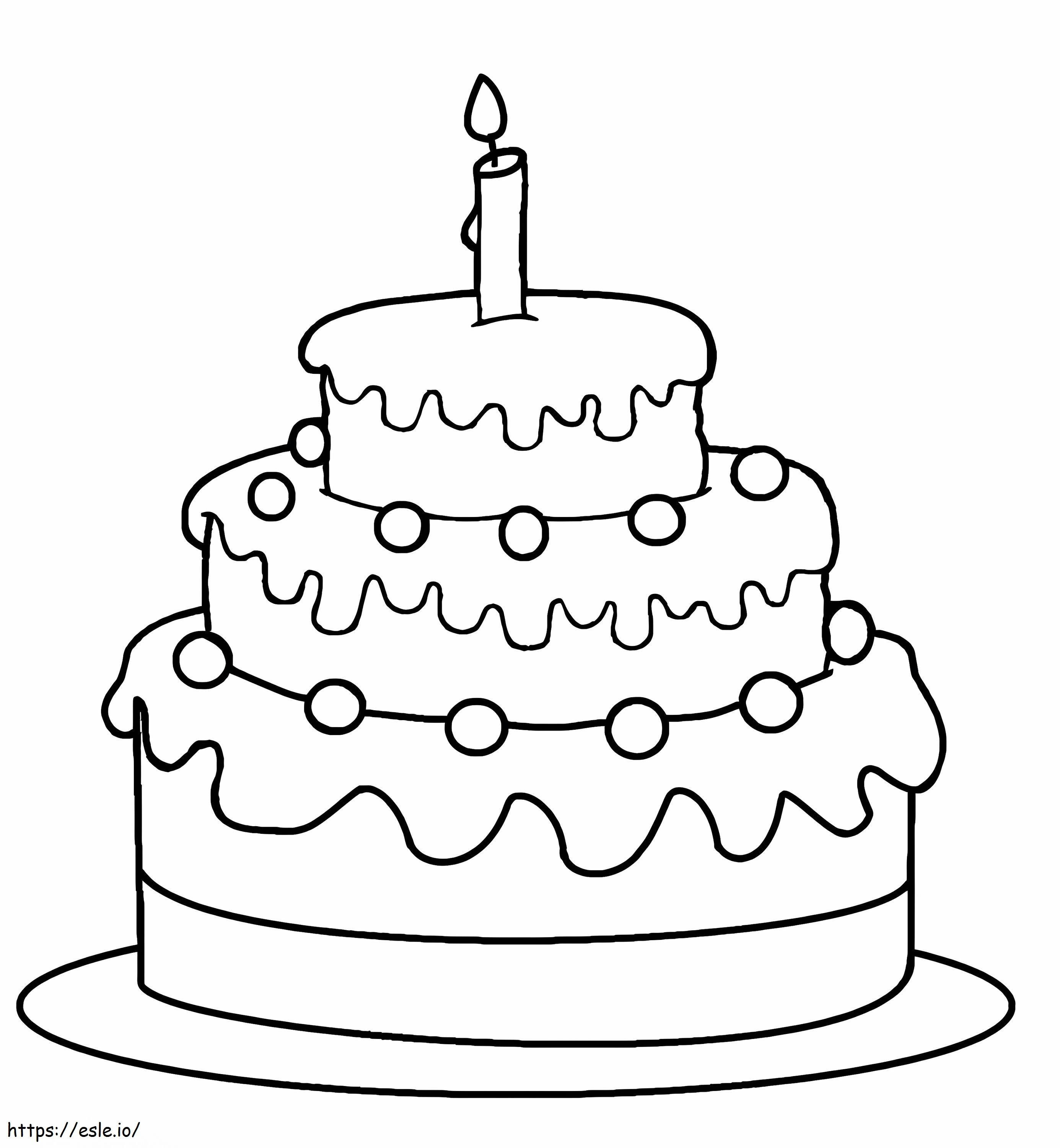 誕生日ケーキ 2 ぬりえ - 塗り絵
