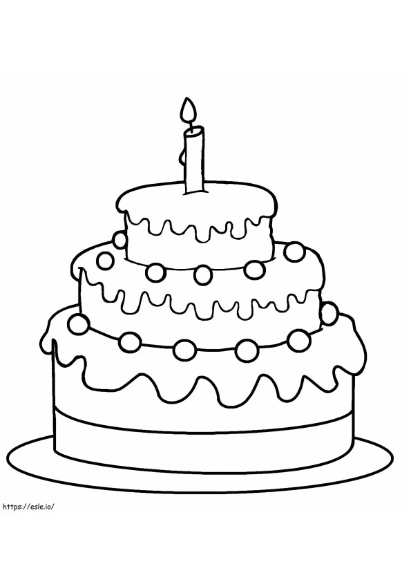 誕生日ケーキ 2 ぬりえ - 塗り絵