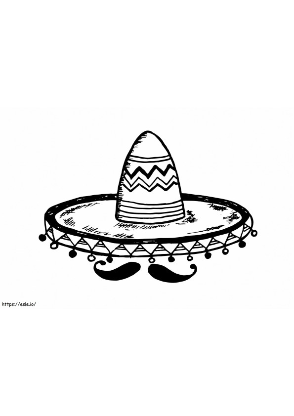 Mustache And Sombrero coloring page