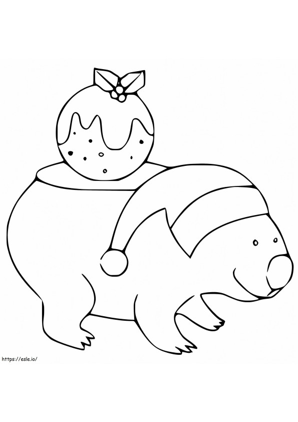 Wombat navideño para colorear