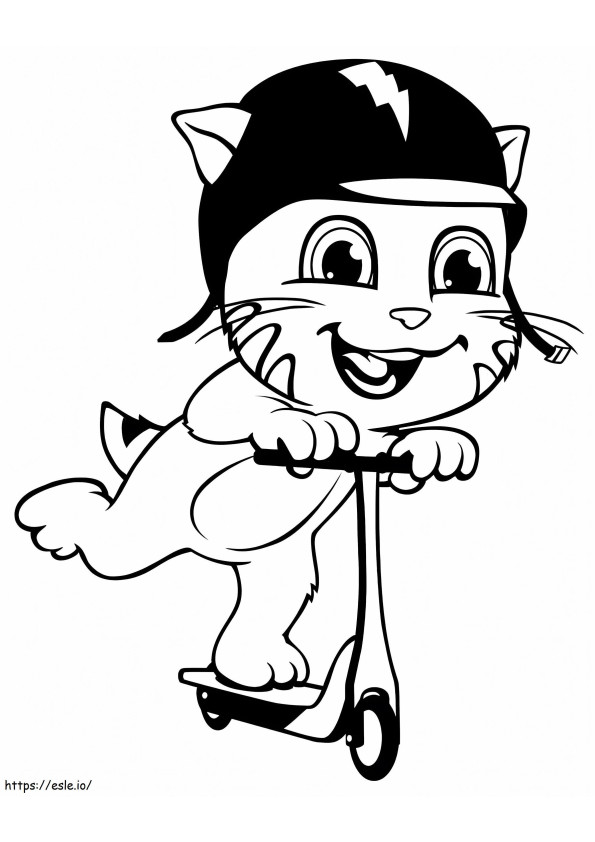 Talking Tom On Scooter coloring page