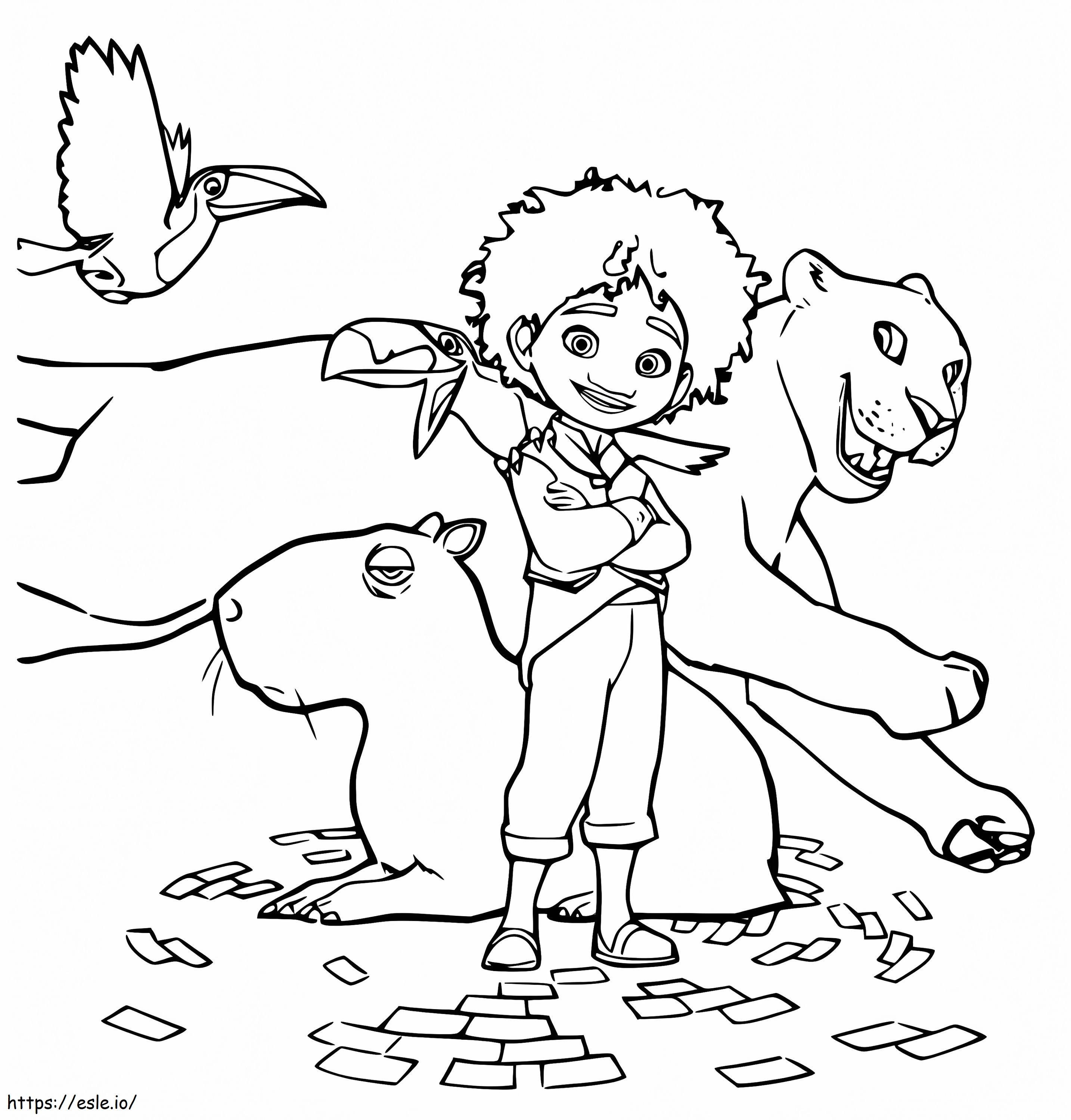 Antonio And The Animals Coloring Page for Kids