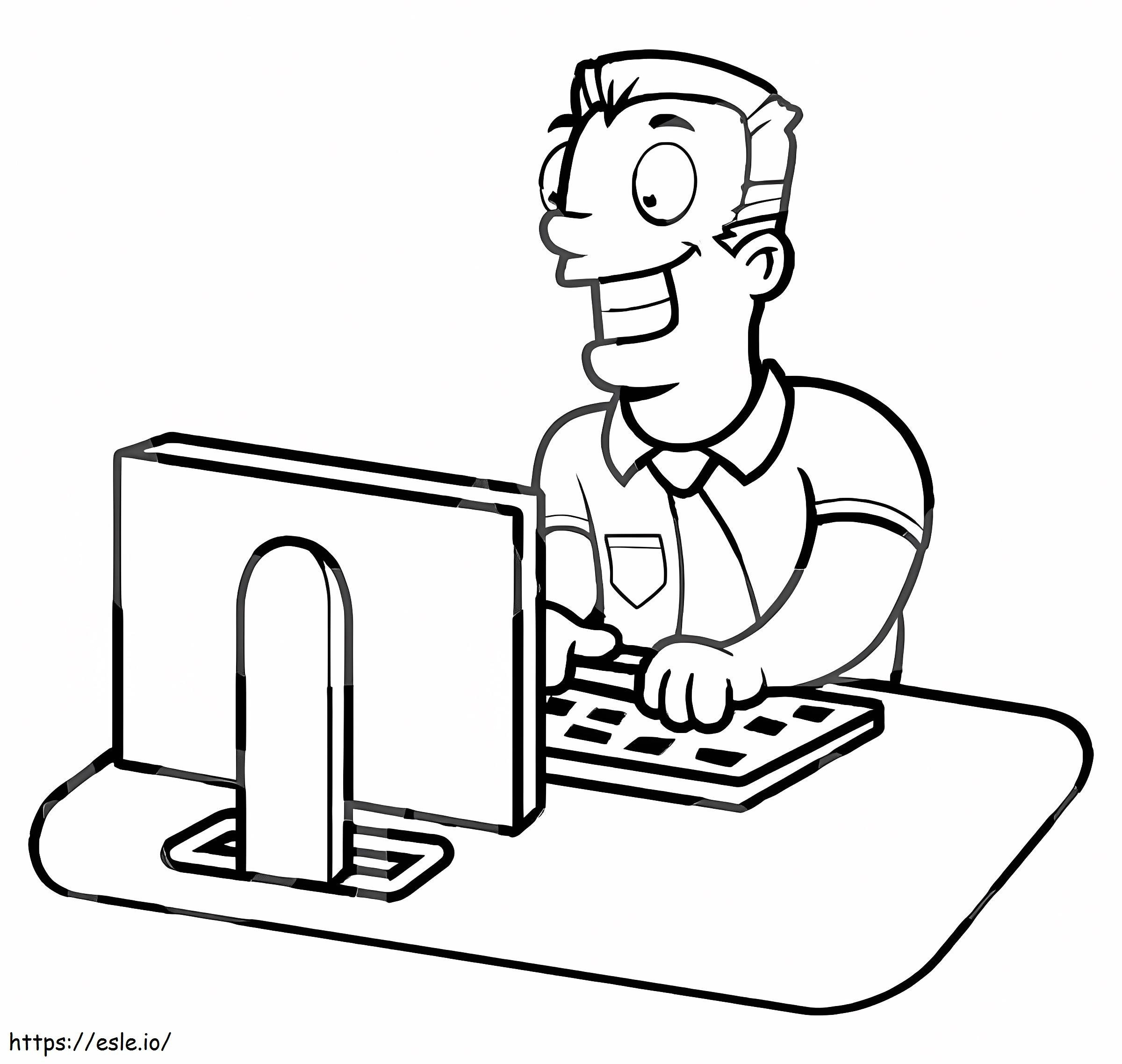 Coloriage Homme d'affaires travaillant sur ordinateur à imprimer dessin