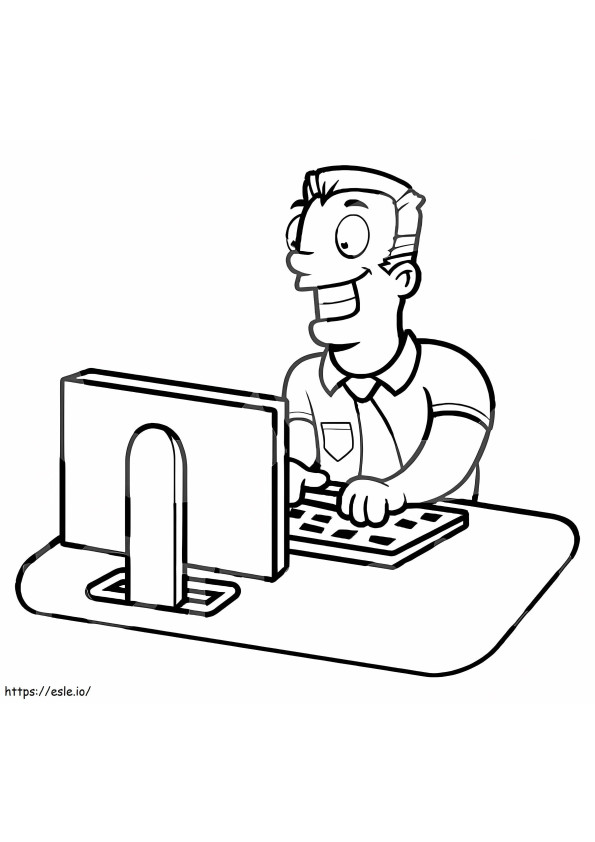 Businessman Working On Computer coloring page