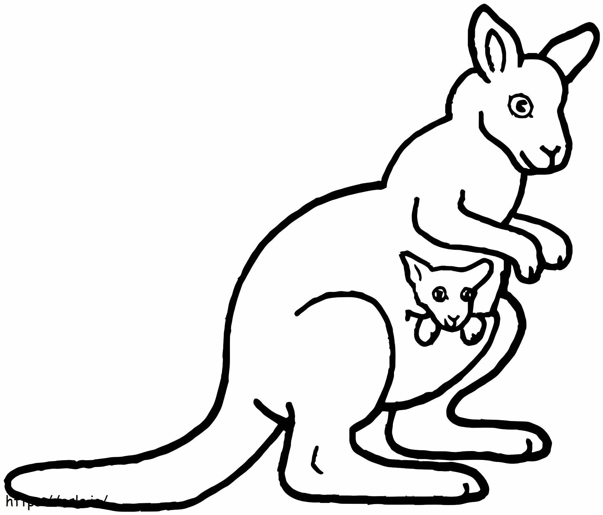 Mãe e bebê canguru para impressão para colorir