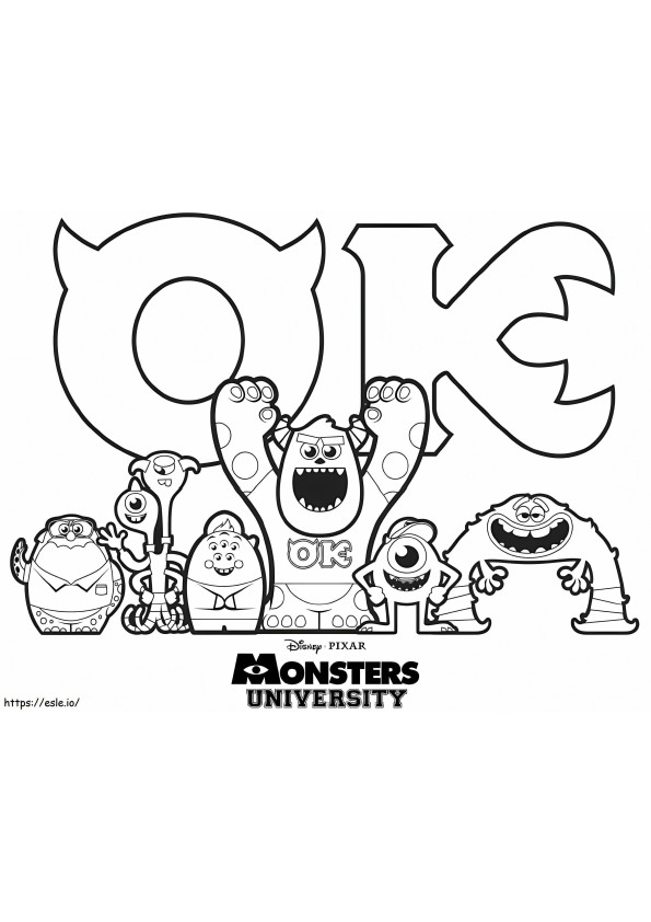 Leuke Monsters Universiteit kleurplaat