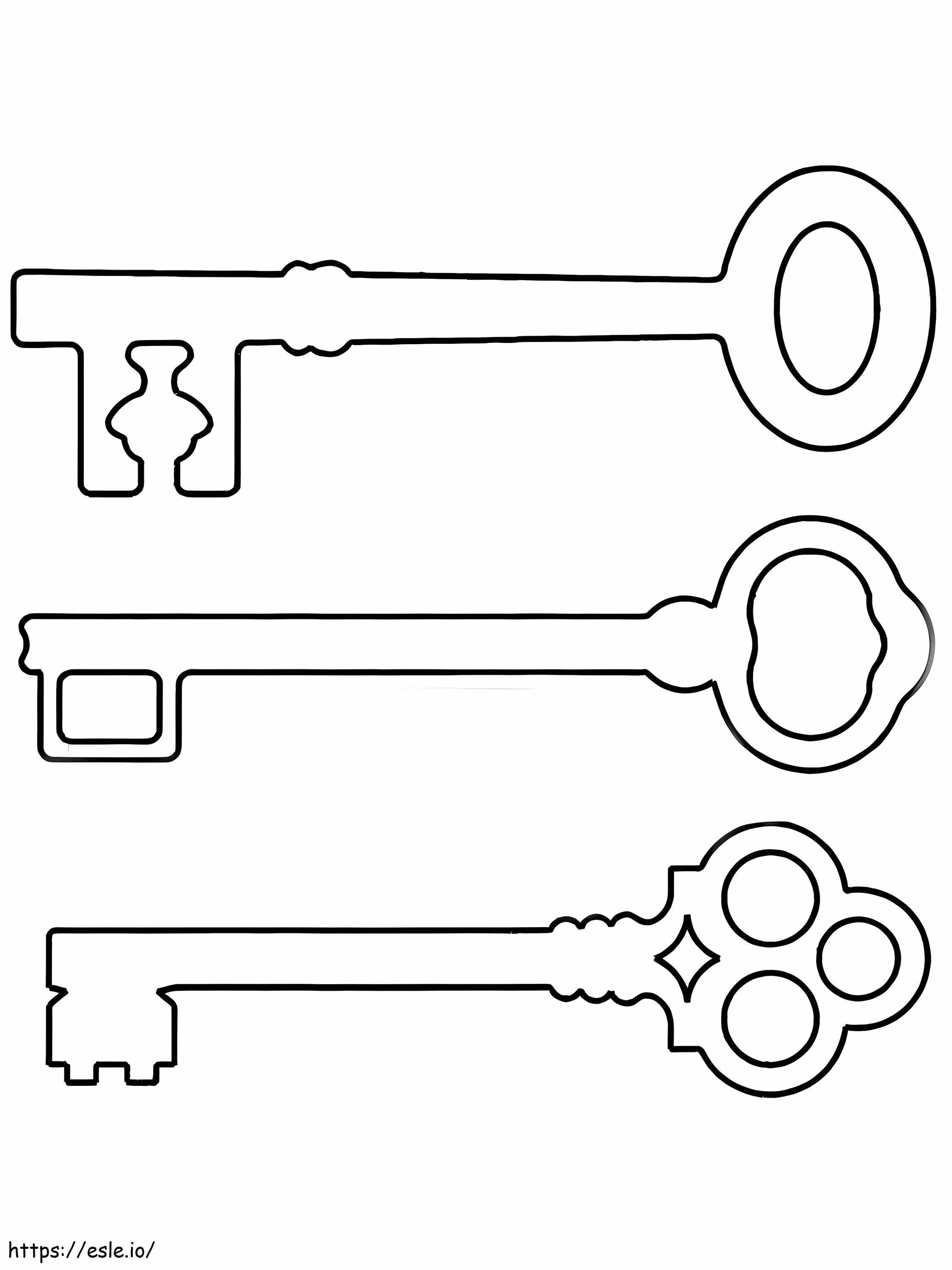 Drei Schlüssel ausmalbilder