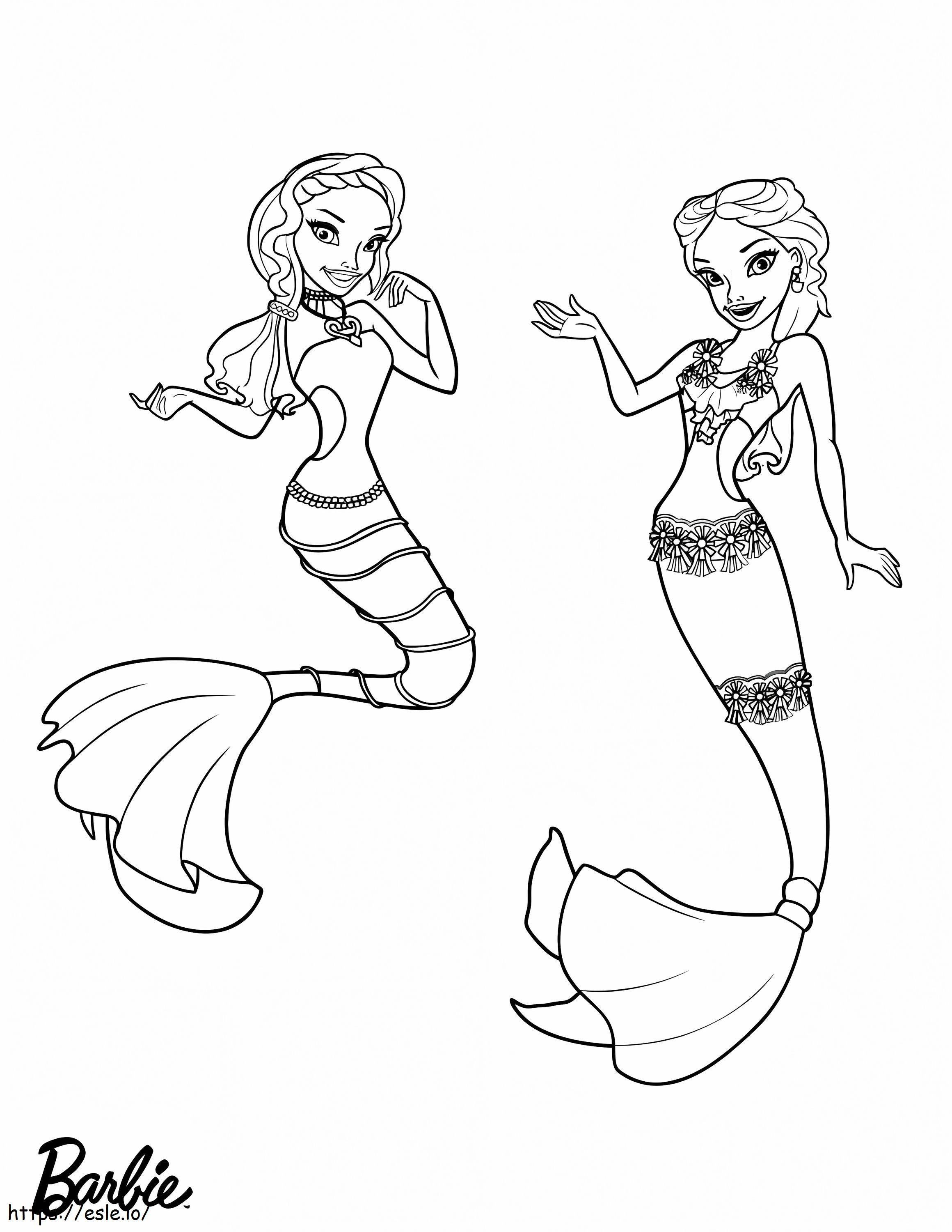 Barbie Mermaid And Friend coloring page