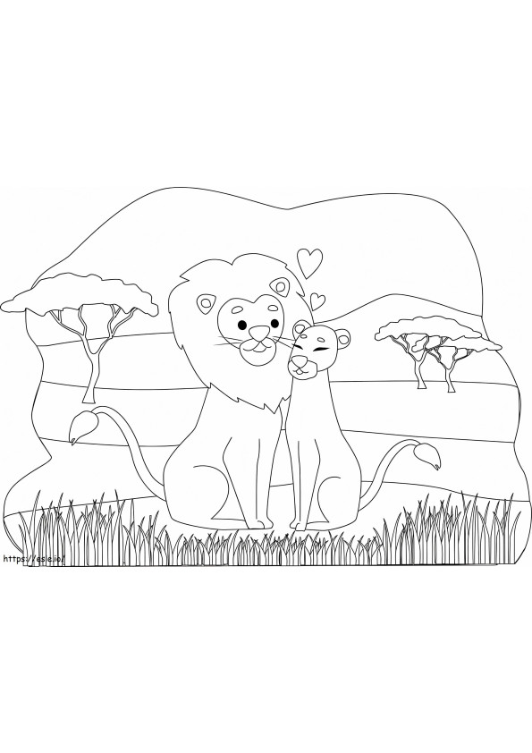 Lion In Love coloring page