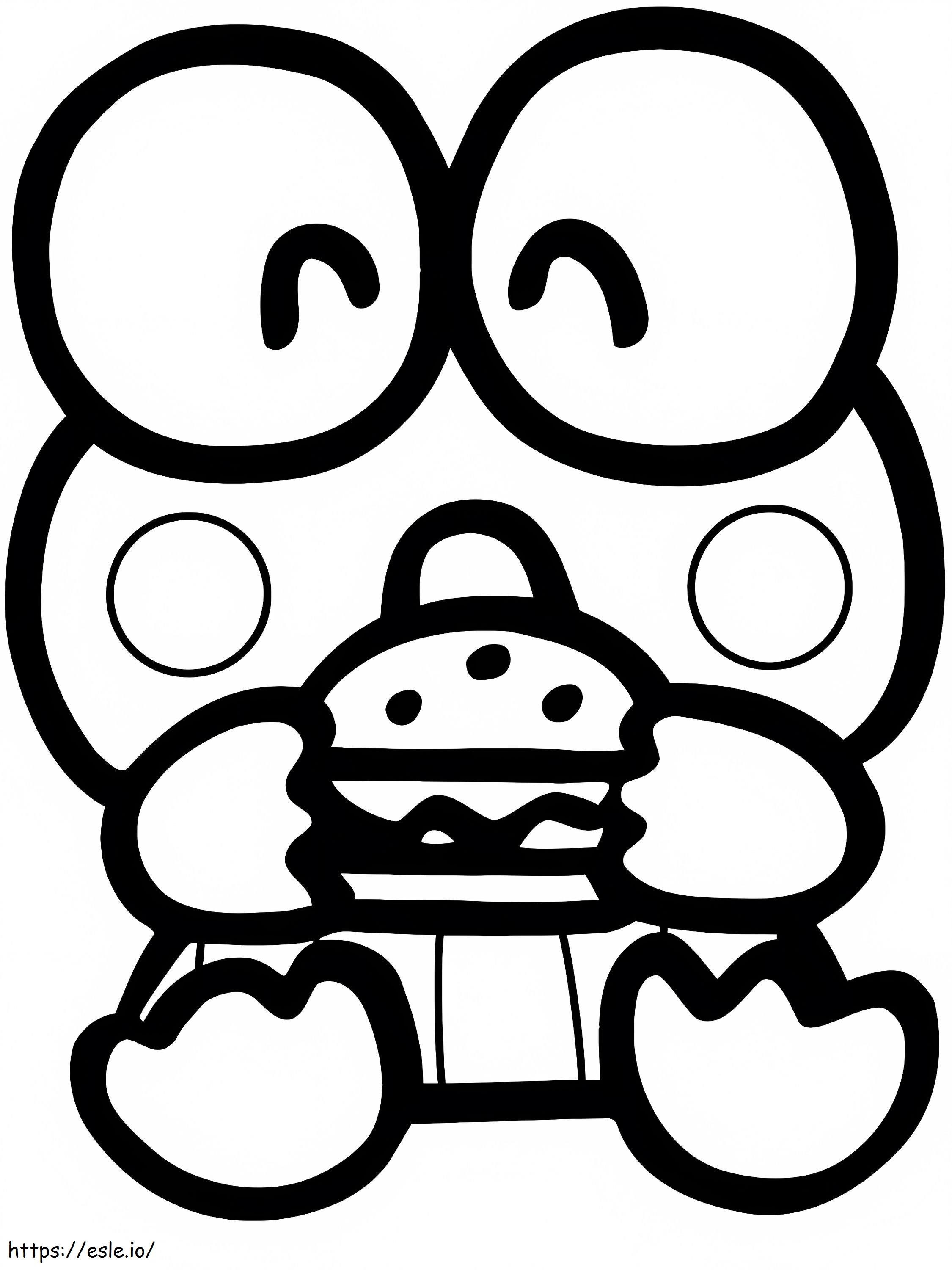 Keroppi Eating Hamburger coloring page