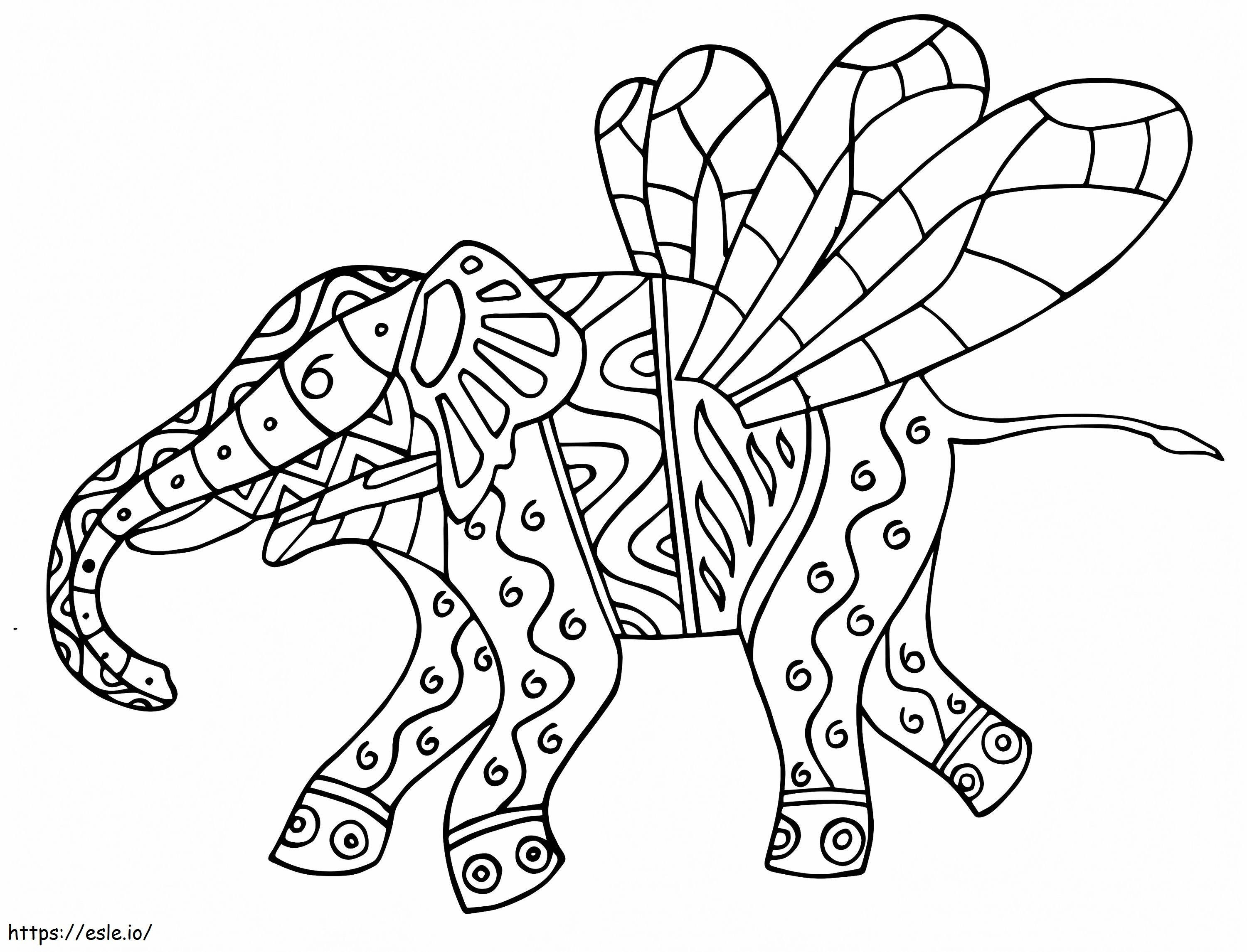Elefantul fantastic Alebrijes de colorat