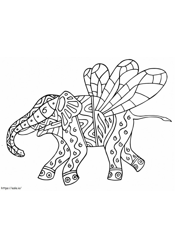 Fantastinen Elefantti Alebrijes värityskuva