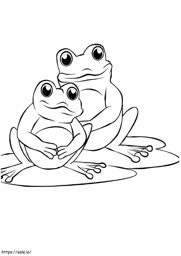 1526218720 Mama And Baby Frog A4 coloring page
