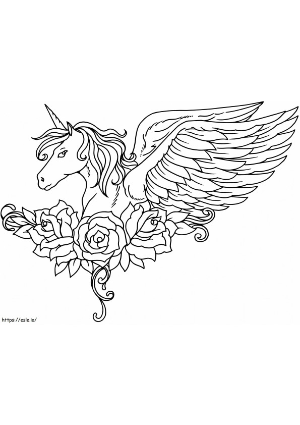 1563499946 Winged Unicorn And Flowers A4 E1600618549523 coloring page