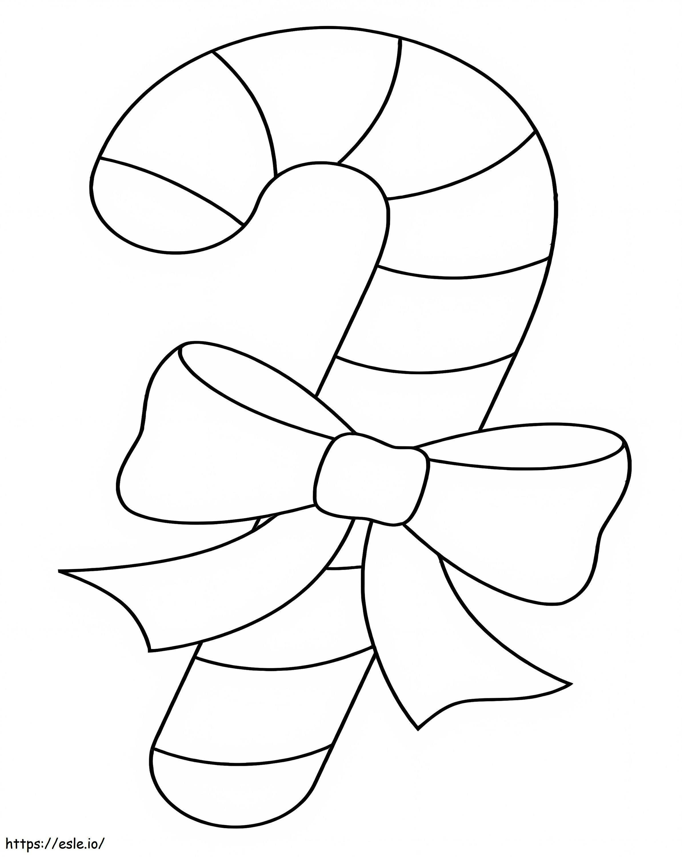Simple Candy Cane With Bow coloring page