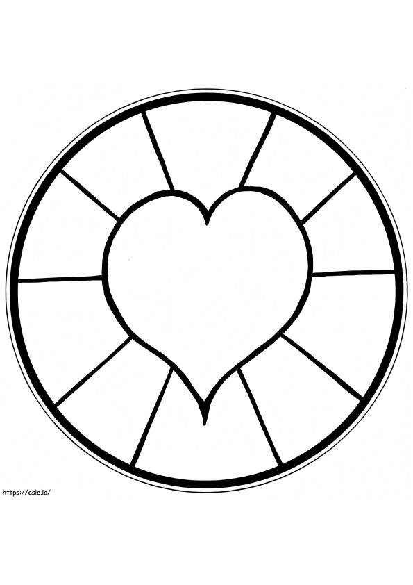 Mandala del cuore normale nel cerchio da colorare
