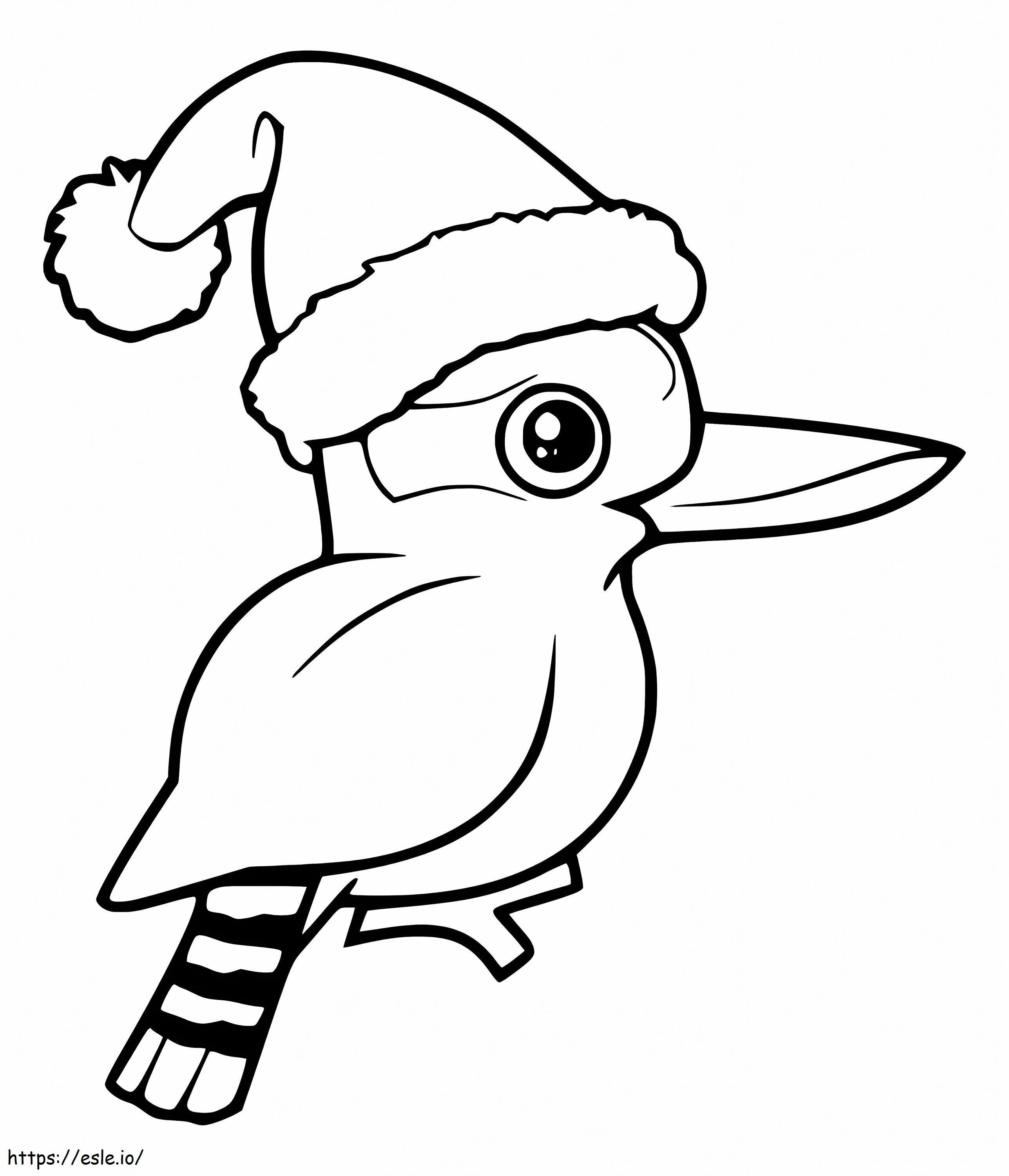 Coloriage Kookaburra de Noël à imprimer dessin