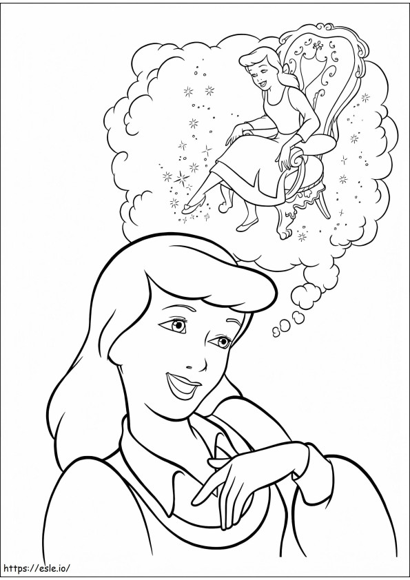 Cinderella Thinking coloring page
