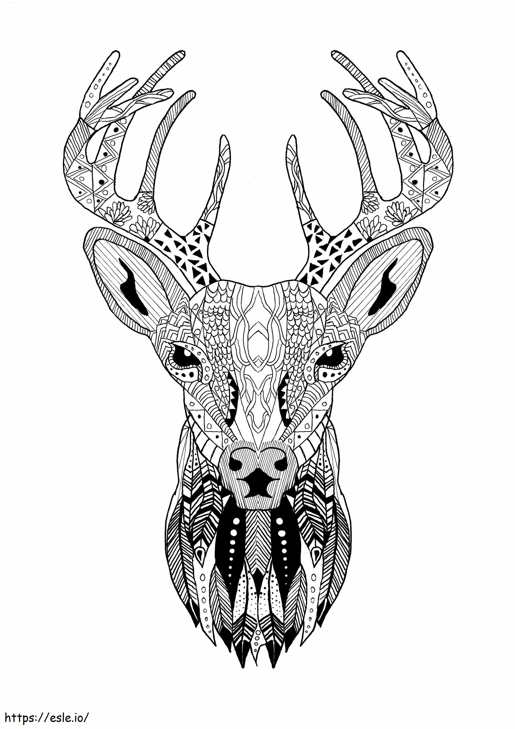 Coloriage Mandala visage de renne à imprimer dessin